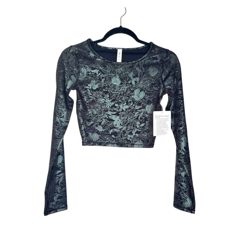 Lululemon Women's Wunder Train Cropped Long Sleeve Shirt sz 2 athletic outdoor